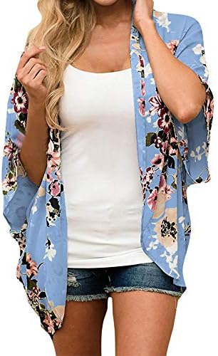 Women Chiffon Coat Loose Shawl Print Kimono Cardigan Top Cover Up Blouse Beachwear