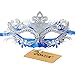 Masquerade Mask Shiny Metal Rhinestone Venetian Pretty Party Evening Prom Mask,Silver and Blue,One size