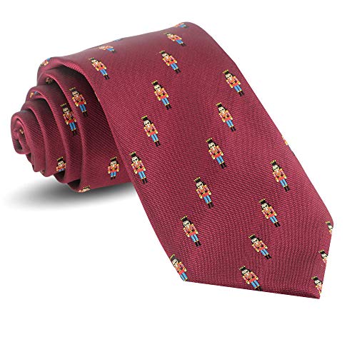 Christmas Ties For Men: Mens Woven Nutcracker Necktie Red Holiday Twill Tie