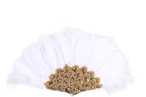 ikasus Feather Handheld Fan, Feather Sequins Embroidered Hand Fan 1920s Vintage Flapper Hand Fan Marabou Feather Fan Stage Performance Props for Wedding Tea Party Church Dancing Show Favors Type 4
