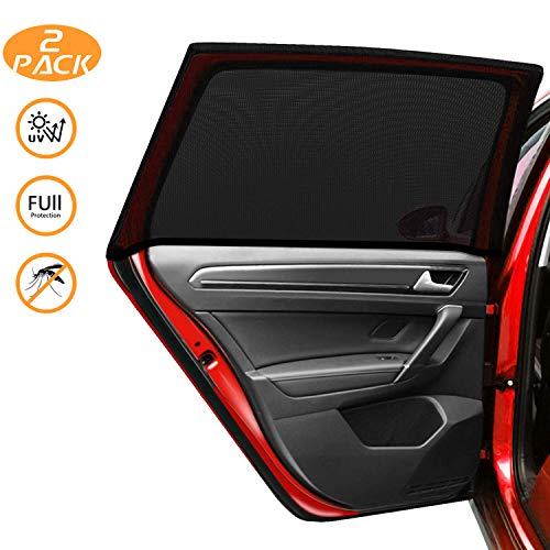 Kuyang Car Window Shade, 2 Pack (Size L) Car Sun Shade for Car Window, Universal Breathable Mesh for Back Seat Windshield, Good for Kids, Passengers, Fit Most of Vehicles.