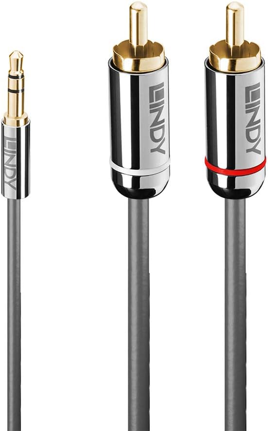 LINDY 3m 3.5mm to Phono Audio Cable Cromo Line Anthracite, charcoal, 3 Meters