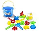 Sand Toys For Kids - Water Toys - Pool toys - 15-Pieces Beach Sand Toys Set for Kids with Bucket,Shovels,Rakes,Sailboat,Castle,Duck,Fish,Starfish,Shell,Funnel,Mesh bag,sandbox toys By GLOUE