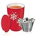 Single Steeps Loose Leaf Tea and Kati Tea Cup with Infuser and Lid, Red Snowflake