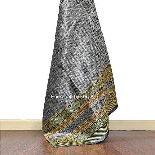 KunsA Thai Synthetic Silk Fabric Phumriang Traditional for Sarong/Dress Decoration Tablecloth 75"x 41"