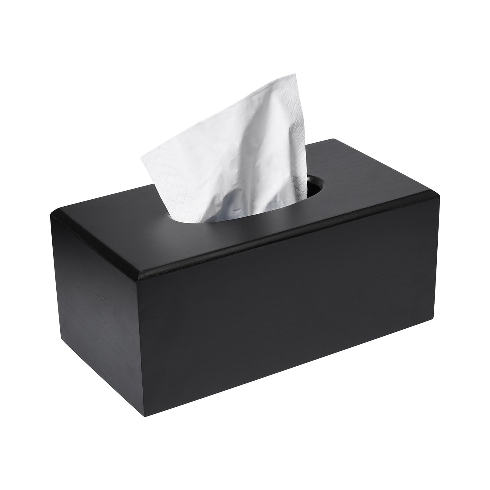 Photo 1 of 1 Piece Tissue Box, Tissue Holders, Tissue Box Cover, Wooden Rectangle Tissue Holder, Size 23 * 12 * 9.8cm Black