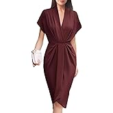 ZIJUK Women's Spring Summer Print V-Neck Faux Wrap Maxi Dress for Wedding Guest, Graduation, Party