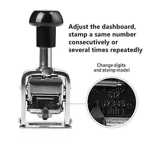 Automatic Number Stamp SENREAL Self Inking Number Stamps Kit Portable Numbering Machine with Metal Auto Jump Digits 2.3x1.4x5.1”-8 Digits