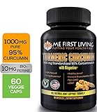 Me First Living Premium Turmeric Curcumin With Black Pepper, 95% Curcuminoid (Extract!), 1000mg, 19x More Potent Than Other Brands, Increased Bioavailability, Vegan Friendly, All Natural, Lab Tested 60 capsules