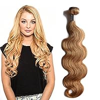 QSFY Hair Honey Blonde #27 Body Wave Human Hair Bundles With Mixed Length 8-30 Inch for Fashion Ladies/Girls 9A Unprocessed Brazilian Human Hair Extension 3 Bundles 100g/Bundle (16.18.20)