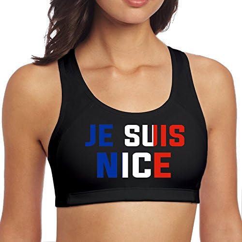 Women's Pray For Nice Bastille Day Racerback Yoga Sports Bra Black