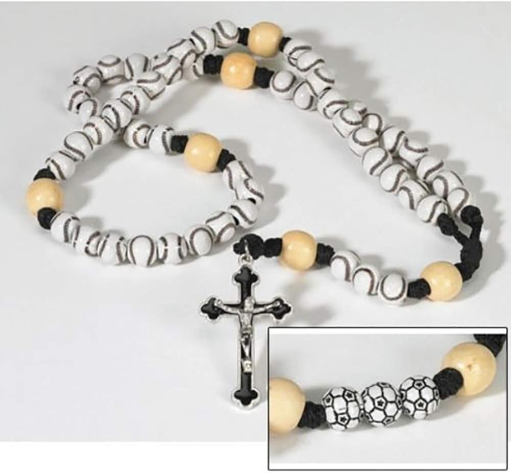 CB Athlete Protection Baseball (Softball) Shape Bead 20 Inch Corded Athletic Wear Sports Rosary: Jewelry