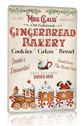 Mrs Claus Gingerbread Bakery Tin Sign