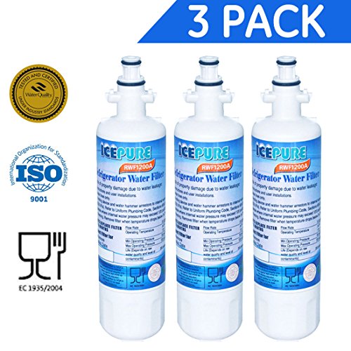 3 Pack IcePure Water Filter Replacement Cartridge for LG KENMORE