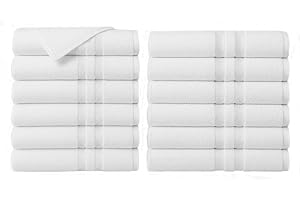 Briarwood Home® Spa & Gym Towels, 12 Pack, 100% Combed Cotton, Quick-Dry & Absorbent, 20" x 40", Lightweight Towels for Gym Bag, Yoga, Spa & Workout Use