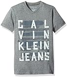 Calvin Klein Big Boys' Taped V-Neck Tee Shirt, Medium Grey Heather, L14/16