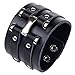 MengPa Men Leather Bracelet Punk Braided Rope Alloy Bangle Wristband Black-H0781A
