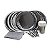 Party Lovers Premium Party Supplies Disposable Dinnerware Set - 20pc Includes Black Dinner Plates, Cutlery, Tablecloth Napkins and Cups - Birthday Paper Tableware Collections