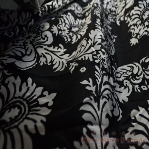 DAMASK PRINT CHARMEUSE FABRIC 58/60 WIDE BY THE YARD BLACK/WHITE by New Star Fabric
