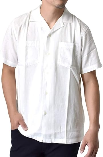 Amazon アルージェ Aruge 麻 半袖シャツ リネンブレンド 開襟シャツ オープンカラー リゾート カジュアルシャツ メンズ D8b シャツ 通販