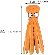 RAYITO Octopus Dog Toy No Stuffing Squeaky Crinkle for Small Medium Dogs Orange view 2