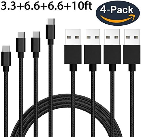 Besprotek USB Type C Cable [4Pack] 3.3+6.6+6.6+10ft black