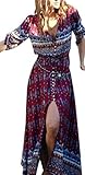 Evaliana Women Boho Folk Ethnic Summer Beach Evening Party Peasant Maxi Dress