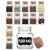 Kruidenpotjes vierkant met kurk 100ml – Set van 12 met etiketten – Luchtdicht – Kleine potjes met deksel