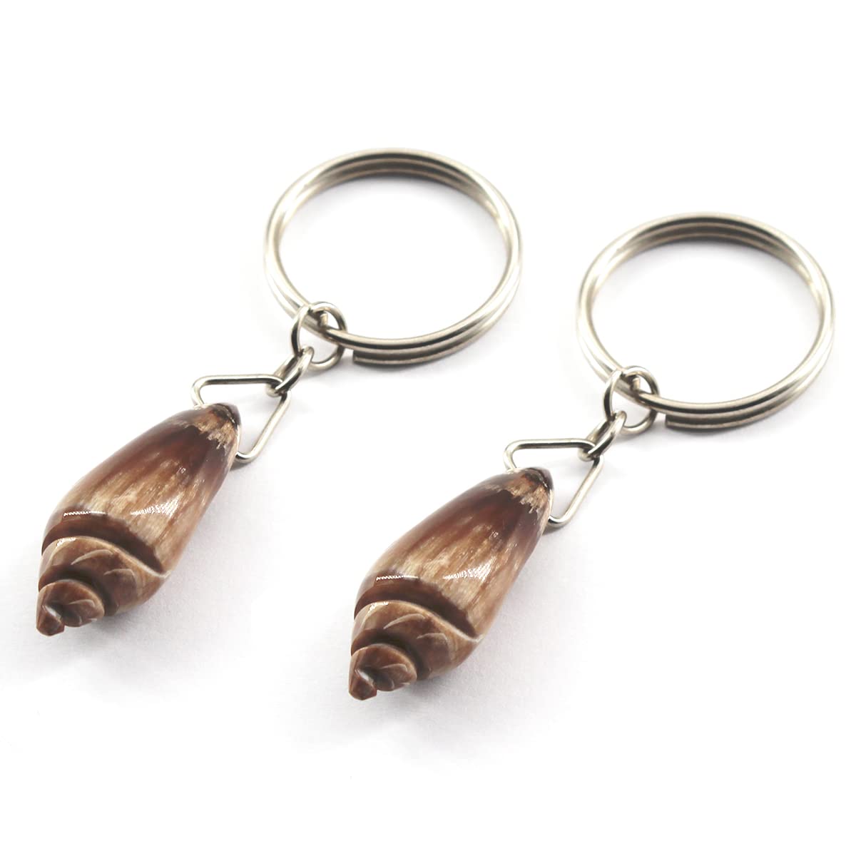 2Pcs Cute Ox Horn Engraved Conch Key Ring Pendant Charms Keychain Key Ring Pendant for Car Bag Backpack Handbags Creative Gift Men Women Girls