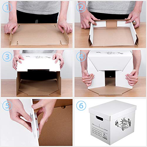SEMAXE Storage Boxes Carton Boxes, 10-Pack 14" x 11" x 10" File Boxes Tape-Free Fast-fold Easy Carry