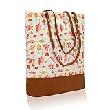 Kleio Stylish Canvas PU Big Tote Bags For Women / College Girls (White) (ECO2009KL-TRI)