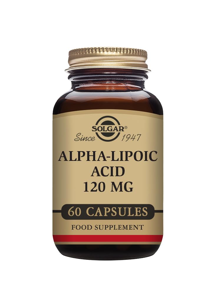 Solgar Alpha-Lipoic Acid 120 mg Vegetable Capsules - Fatty Acid Health Supplement - Free from Sugar, Salt & Starch - Vegan, Vegetarian, Kosher, Halal - Pack of 60
