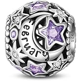 QIKAOLA 925 Sterling Silver Charms for Women Birthstone Charm Beads fit for Bracelet and Necklace