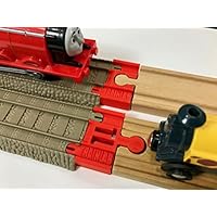 TrainLab Adapters Compatible with Trackmaster (2009 Brown) to Wooden Railway Train Tracks (2pc) (Red)