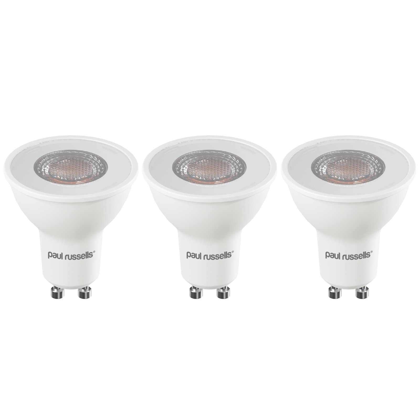 paul russells GU10 LED Bulbs, 7W 560lumens, 75Watt Equivalent, GU10 Spotlight Bulbs Replacement, 36° Narrow Beam, Bright Daylight 6500K, No Flickering, Energy Saving Non-Dimmable, Pack of 3