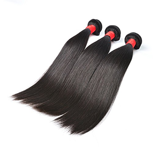 Brazilian Virgin Hair Straight 3Bundles Straight Virgin Hair Bundles Mink Brazilian Hair Remy Human Hair Weave Cheap Bundles (12 14 16, Natural Color)