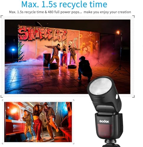 Godox V1-F Flash Speedlite for Fujifilm, 76Ws 2.4G X Wireless TTL 1/8000 HSS Speedlight, 1.5s Recycle, 480 Full Power Flashes with Rechargeable Battery