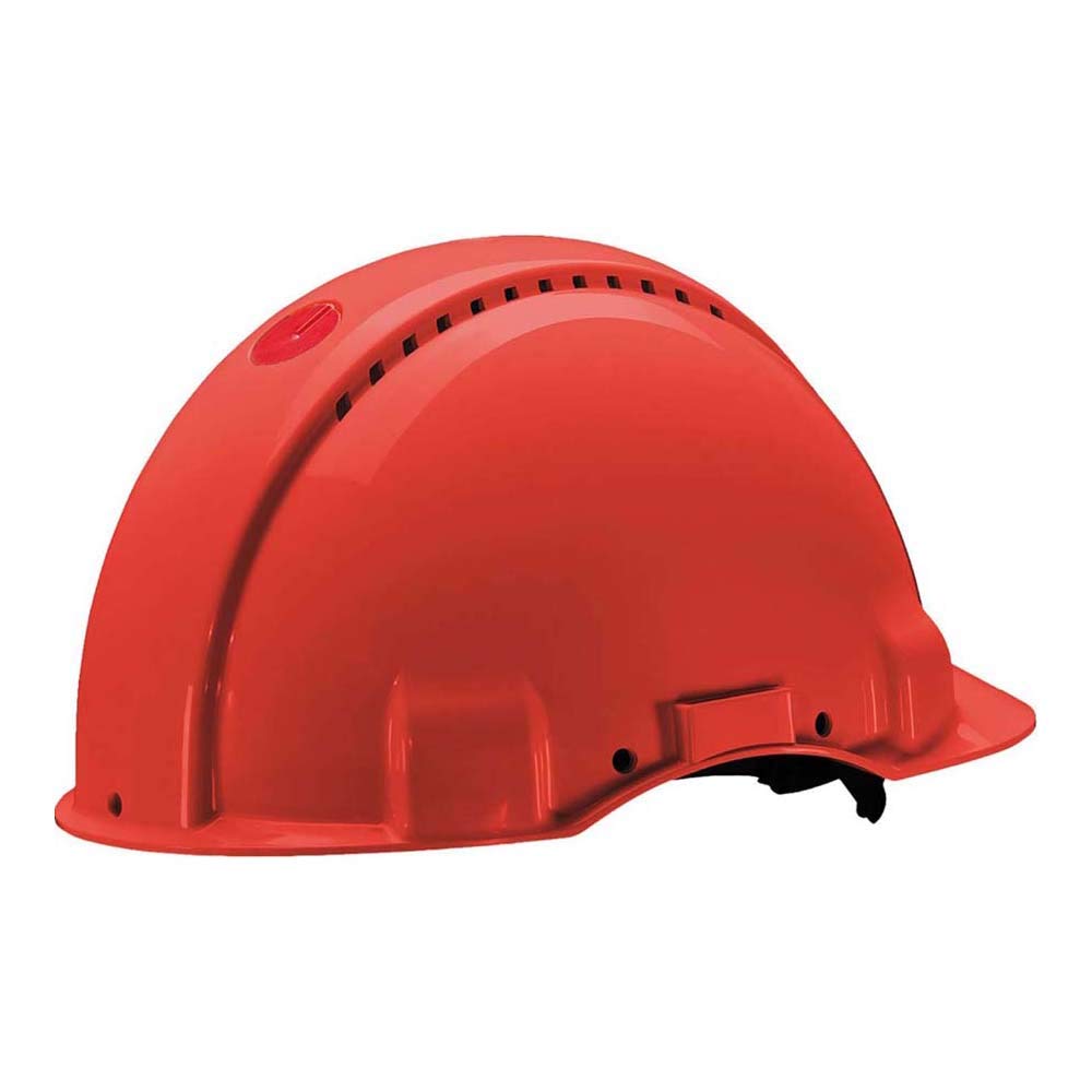 3M Hard Hat, Uvicator, Ratchet, Ventilated, Red, G3000NUV-RD