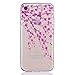 iPhone 7 Case, 3Cworld Ultra Thin Clear Art Pattern Crystal Gel TPU Rubber Flexible Slim Skin Soft Case for iPhone 7 (Branches Plum Flowers - Pink)