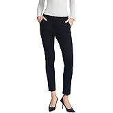 Sandy&Sid Women’s Comfort Fit Work Pants Mid Waist Cropped Ankle Slacks Business Casual Office Stretchy Dress Pants