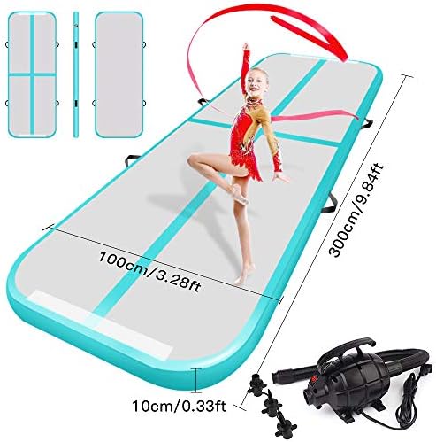 Resour Airtrack Tumbling Mats Inflatable Gymnastics Air Track for Cheerleading/Gymnastics/Home/Yoga/Training/Kids/Sport/Taekwondo/Game/Water Activities