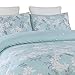 Vaulia Lightweight Microfiber Duvet Cover Set, Print Floral Pattern Design, Blue - King Size (3-Piece Set)