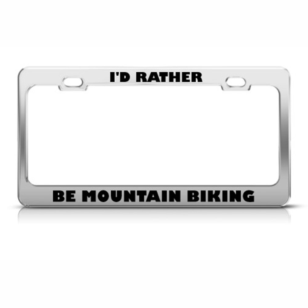 "I'd Rather Be Surfing" Chrome License Plate Frame - Palm Tree Design Auto Accessory