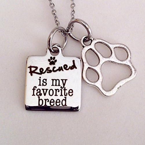 Animal Rescue necklace - Rescue is my favorite breed - Animal adoption - petite stainless steel