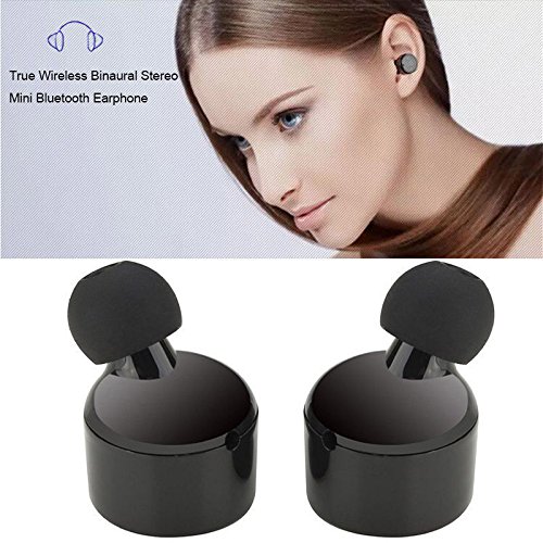 iRoundy Mini unsichtbar in-Ear x1t Twins Wireless Bluetooth Kopfhörer , Wireless Bluetooth V4.2 Stereo Surround Sound Ohrhörermit Mikrofon für iphone7/6S, Samsung, Android, iOS(Schwarz)