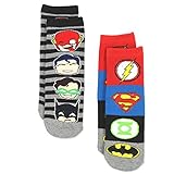Justice League Boys Teen 2 Pack Superhero Slipper Socks with Grippers (Toddler/Big Kid/Adult)