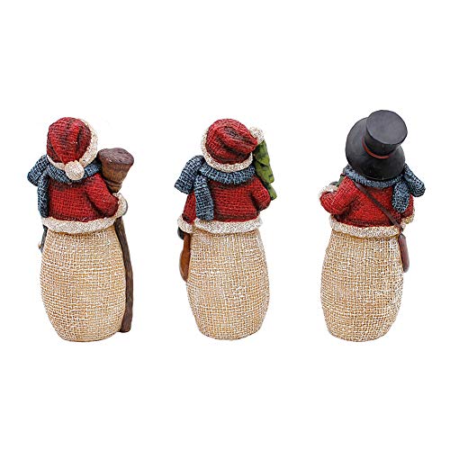 Christmas Snowman Figurines, Xmas Holiday Winter Wonderland Decoration Home Indoor Table Ornament Party Supplies Stone Resin Figurine (B-M)