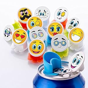 Canper Soda blikjesdeksel, kleurrijk, verpakking van 4+1 verschillende ontwerpen (Emoji en woorden)