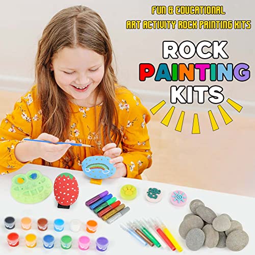 BigOtters Creativity Arts DIY Rock Supplies, 88PCS Rock Painting Kits 2-3 Inches Painting Rock Crafts Mandala Painting Educational Favors for Children Painting Gifts Family Activity Birthday Present