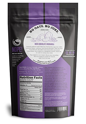 Paleo Grain-Free Granola | Bubbas Fine Foods Uber Chocolate | Gluten-Free Breakfast Cereal | 6 Ounce | Pack of 1 - Thumbnail 2